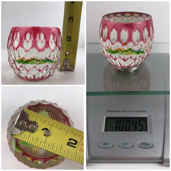 Perthshire 1994G Overlay Bouquet Lampwork Flower Geometric Faceting Paperweight - Picture 9 of 16